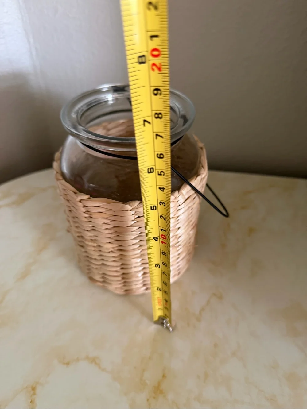 Like New Unbranded Boho Wicker Glass Flower Vase Lantern